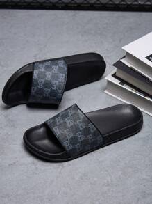 Men's New Arrival High Elastic Anti-Slip Bottom Casual Indoor Slippers With Elements, For Parks, Streets And Beaches - Black - View 11