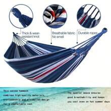 1 Set Of Hiking, Camping, Canvas, Single And Double Hammocks, Outdoor Camping, Leisure, Indoor Swing, Thick Striped Hammock