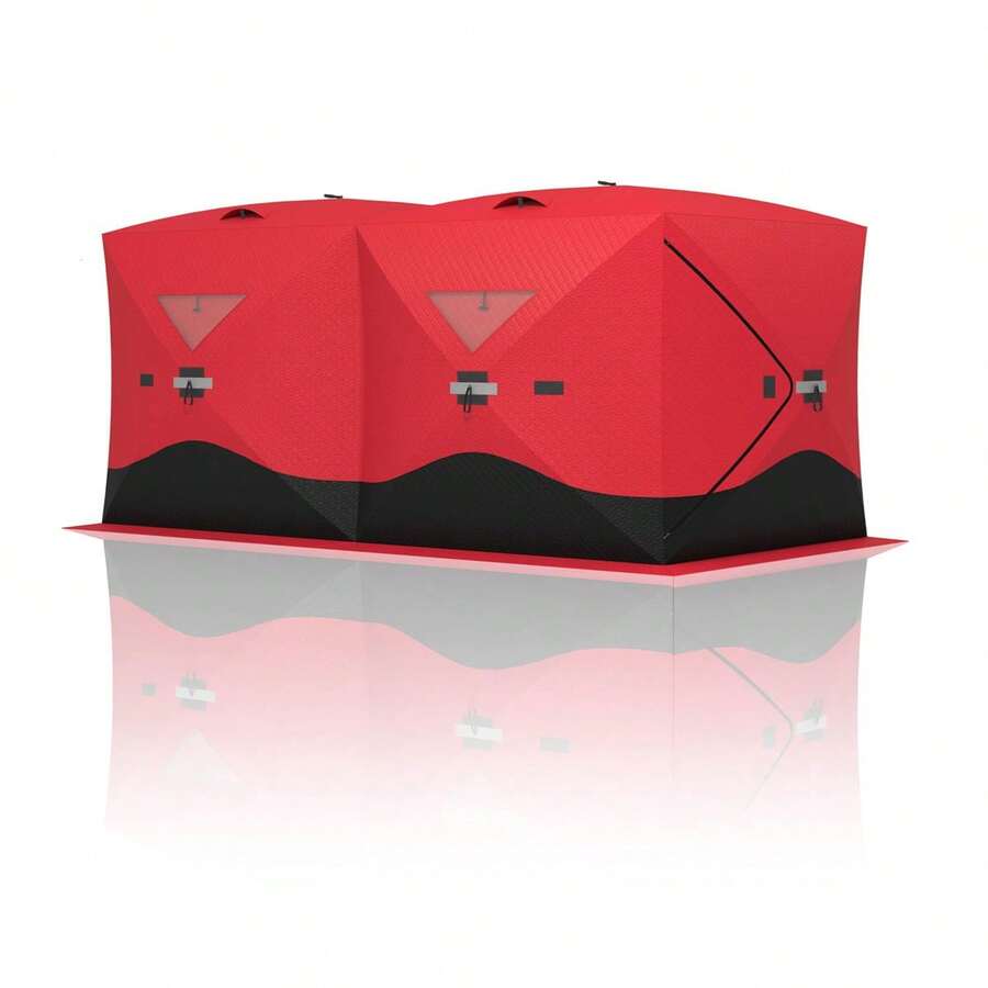 Studyset Portable Ice Fishing Tent - Spacious 4 To 6 Person Pop-Up Ice Shack For Winter Fishing,Pop-Up Portable Hub-Style Ice Fishing Shelter - Durable And Weather Resistant - Red - View 1