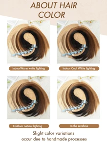 迷你胶带接发真人发雷米真人发双面隐形无缝胶带接发 10 片接发 - 彩色 - 查看 11