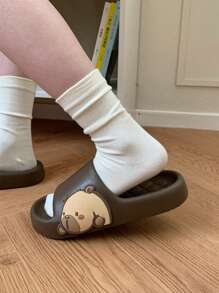 XIXITIAO Capybara Couple Slippers, Soft Flat Casual Slippers, EVA Spring/Summer Cute Slippers, Solid Color Classic Flat Slippers With Fashionable Capybara Pattern, Suitable For Outdoor/Beach/Home Use - Dark Brown - View 7