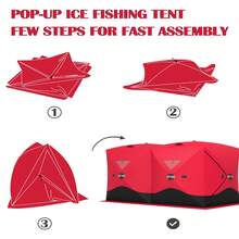 Studyset Portable Ice Fishing Tent - Spacious 4 To 6 Person Pop-Up Ice Shack For Winter Fishing,Pop-Up Portable Hub-Style Ice Fishing Shelter - Durable And Weather Resistant - Red - View 3