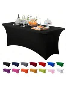 1/2 piezas Mantel de spandex, cubierta de mesa elástica, mantel rectángulo ajustado, cubierta de mesa elástica universal para bodas, banquetes, fiestas y eventos en el patio