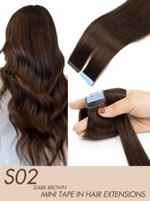 迷你胶带接发真人发雷米真人发双面隐形无缝胶带接发 10 片接发 - 彩色 - 查看 48