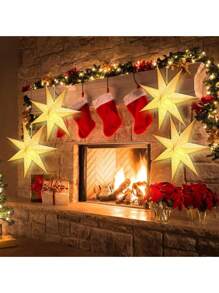 Linterna de papel con forma de estrella y luna LED, luz decorativa hueca 3D, decoración para el hogar en bodas/Navidad/fiestas de cumpleaños