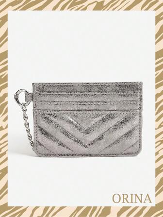 Nuevo estuche elegante y de alta gama para mujer, minimalista, acolchado con múltiples ranuras para tarjetas, monedero con cadena, billetera compacta ultra delgada todo en uno, billetera mini, billetera pequeña, billetera para tarjetas, billetera linda, billetera larga, llavero, monedero, portallaves