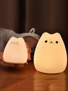1 件可爱 LED 猫夜灯：7 种颜色、电池供电、暖白色、呼吸模式 - 生日和节日的完美礼物
