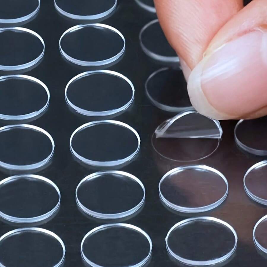 100 件双面纳米胶粘凝胶 - 可拆卸、无损、透明塑料环，适用于节日、墙壁和玻璃装饰、玻璃贴纸 | 整齐排列 | 无缝应用