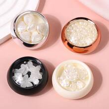 1pc Fashionable Cosmetic Portable Sampler Case, Luxury Electroplated Plastic Container, Nail Sequin Storage Round Box - Multicolor - View 6