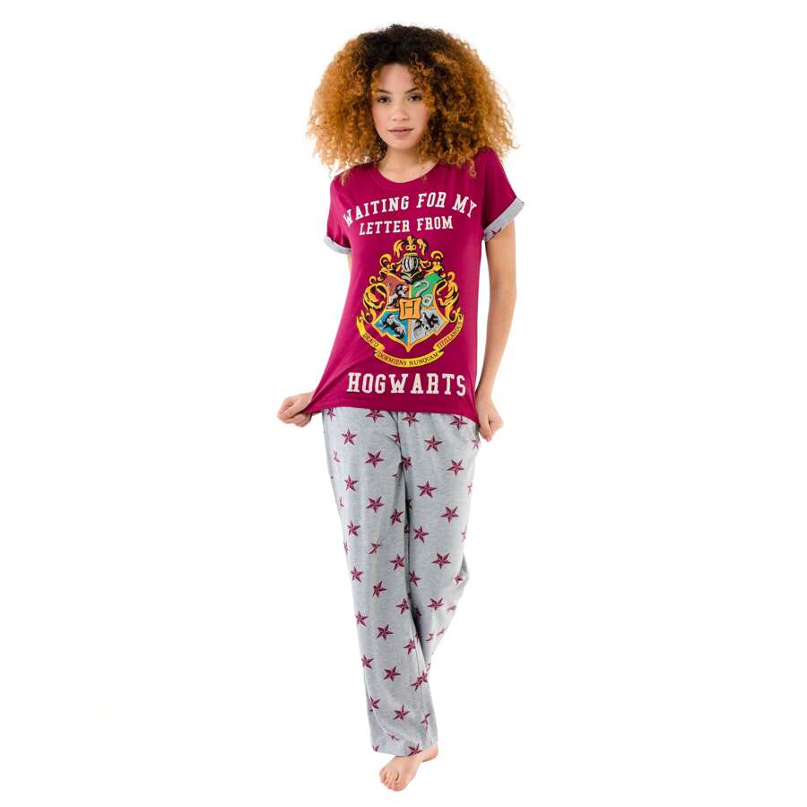 Harry Potter Pyjamas | Hogwarts Womens Pyjamas | Womans Short Sleeve PJs | Official Merchandise - Pink - View 1