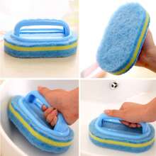 1pc Multipurpose Scrub Brush With Magic Sponge Manual Cleaning Tool For Tiles, Ceramic, Walls & Pools No-Scratch Design, Durable Plastic Handle Home Bathroom Decor Summer
