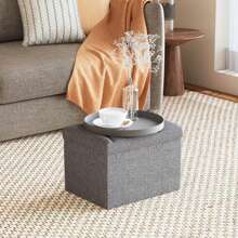 Twolike 43/15/30/16 Inches Folding Storage Ottoman Bench End Of Bed Bench Storage Chest Portable Ottoman With Storage Foot Stool Dark Gray For Entryway Bedroom Living Room Multiple Sizes