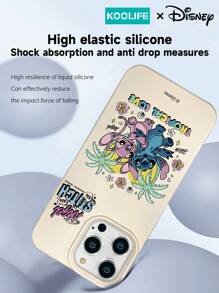 1 pieza Funda de teléfono anti-caída de TPU con pintura de dibujo animado lindo de Stitch de Disney en estilo tropical, ligera, con textura, compatible con Apple 16/16 Pro Max/16 Pro/16/15/15 Pro/15 Plus/14/13/12/11