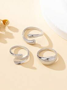 3pcs/Set Open Adjustable Women Fashion Rings, Suitable For Daily Wear, Street Hip Hop Style