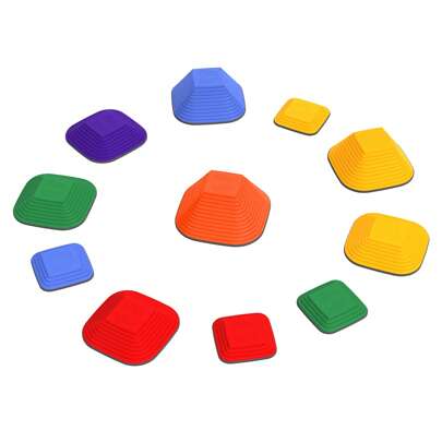 Froadp Stapelsteine, Balanciersteine, Balancier-Flusssteine, rutschfeste Balanceblöcke, buntes Koordinations-Balance-Trainer-Set für drinnen und draußen