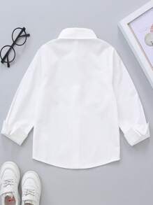 Camicia bianca a maniche lunghe con colletto versatile per ragazze, stile minimalista, indispensabile per la scuola e il casual