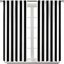 2pcs Classic Black & White Striped Curtains - Elegant 100% Polyester Drapes, Semi-Transparent, Machine Washable - Available In Various Sizes For Living Room, Bedroom, Office, Kitchen, Study Decor, Curtains For Living Room,Versatile Decorative Curtains - Multicolor - View 15