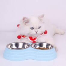 1 pièce Bol double en acier inoxydable Cadeau pour amateurs de chats/chiens et amoureux des chats/chiens. Bol d'eau et de nourriture pour animaux de compagnie antidérapant. Base antidérapante pour l'alimentation intérieure et extérieure. Bols intérieurs amovibles.