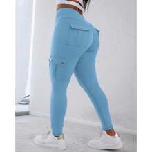 Womens Butt Lifting Leggings With Flap Pockets High Waist Tummy Control Workout Cargo Leggings Yoga Pants