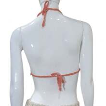 Crochet Top With Pendant Beachwear Spring Summer - Naranja - Ver 2