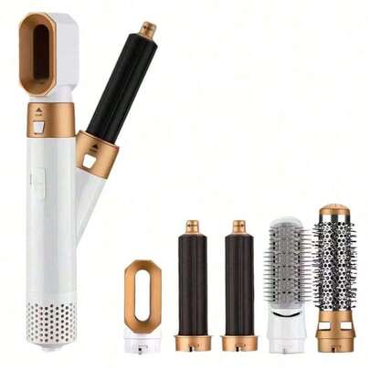 5 In 1 Hot Air Brush Set - Detachable Hair Dryer, Styler, Thickener, Straightener And Curling Wand
