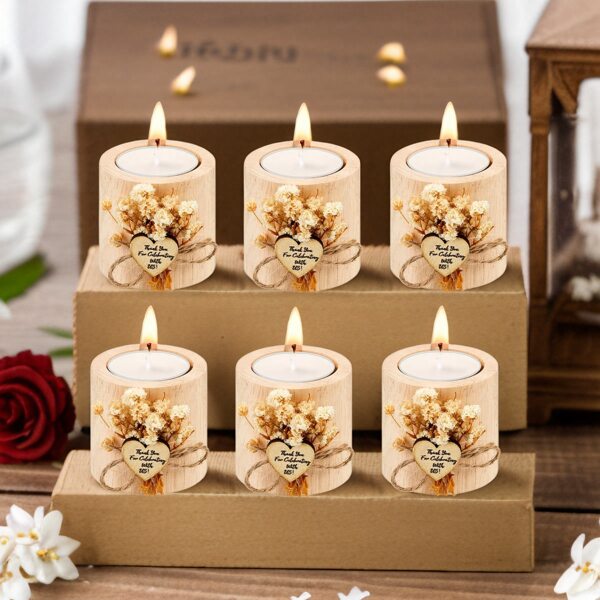 1/6 Stücke Hochzeitsparty Geschenke Kerzenständer, Brautdusche Geschenke Kerzen, Land-Hochzeit Geschenke, Hochzeitsdekoration Brautgeschenke, Country-Style Party Geschenke, Souvenirs, Verlobung, Feier, Valentinstag, Party, Erntedank Geschenke an Gäste