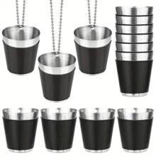 1Pc Shot Glasses Bulk Wedding 30Ml Stainless Steel Black Shot Glasses - Stylish Reusable Glasses With Rustproof Chain - Perfect For Unforgettable Wedding, Carnival, & Deer Parties - Premium Drinkware Accessories For Festive Events For Hanging Wedding Party Carnival Deer Party, Party Supplies, Drinkware Accessories Bachelorette Party