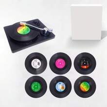 6 pezzi di sottobicchieri in vinile, creativo vintage classico retro, pad riciclato da dischi musicali rock americani, antiscivolo, resistente al calore, isolante, decorazione per la casa