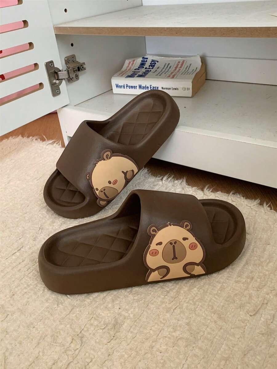XIXITIAO Capybara Couple Slippers, Soft Flat Casual Slippers, EVA Spring/Summer Cute Slippers, Solid Color Classic Flat Slippers With Fashionable Capybara Pattern, Suitable For Outdoor/Beach/Home Use