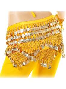 Female Belly Dance Waist Chain Shiny Coin Belly Dance Hip Scarf Velvet Dance Costume Oriental Hip Scarf Belt Jewelry - Multicolor - View 11