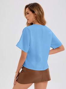 女士时尚优雅休闲 V 领蝙蝠袖背心上衣