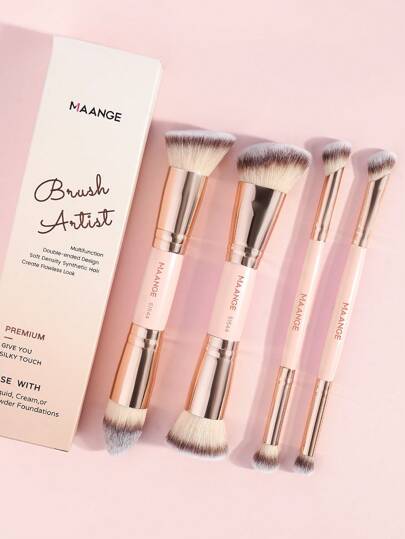 MAANGE 2/4/5/9件套专业面部双头化妆刷套装，带纸盒，包含斜角锥形粉底刷、轮廓刷、腮红刷、散粉刷、眼影刷、遮瑕刷、高光刷、晕染刷，刷毛柔软，便于携带，旅行套装，女士/女孩礼物，化妆刷套装，化妆刷套装，化妆刷套装，全套化妆刷，化妆刷套装，全套化妆工具，化妆刷套装，化妆礼盒套装