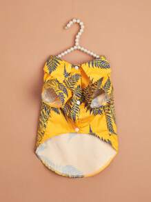 1pc Palm Leaf Pattern Pet Shirt, Beach Vacation Style, Polyester Pet Clothes Suitable For Cats & Dogs - Multicolor - View 3