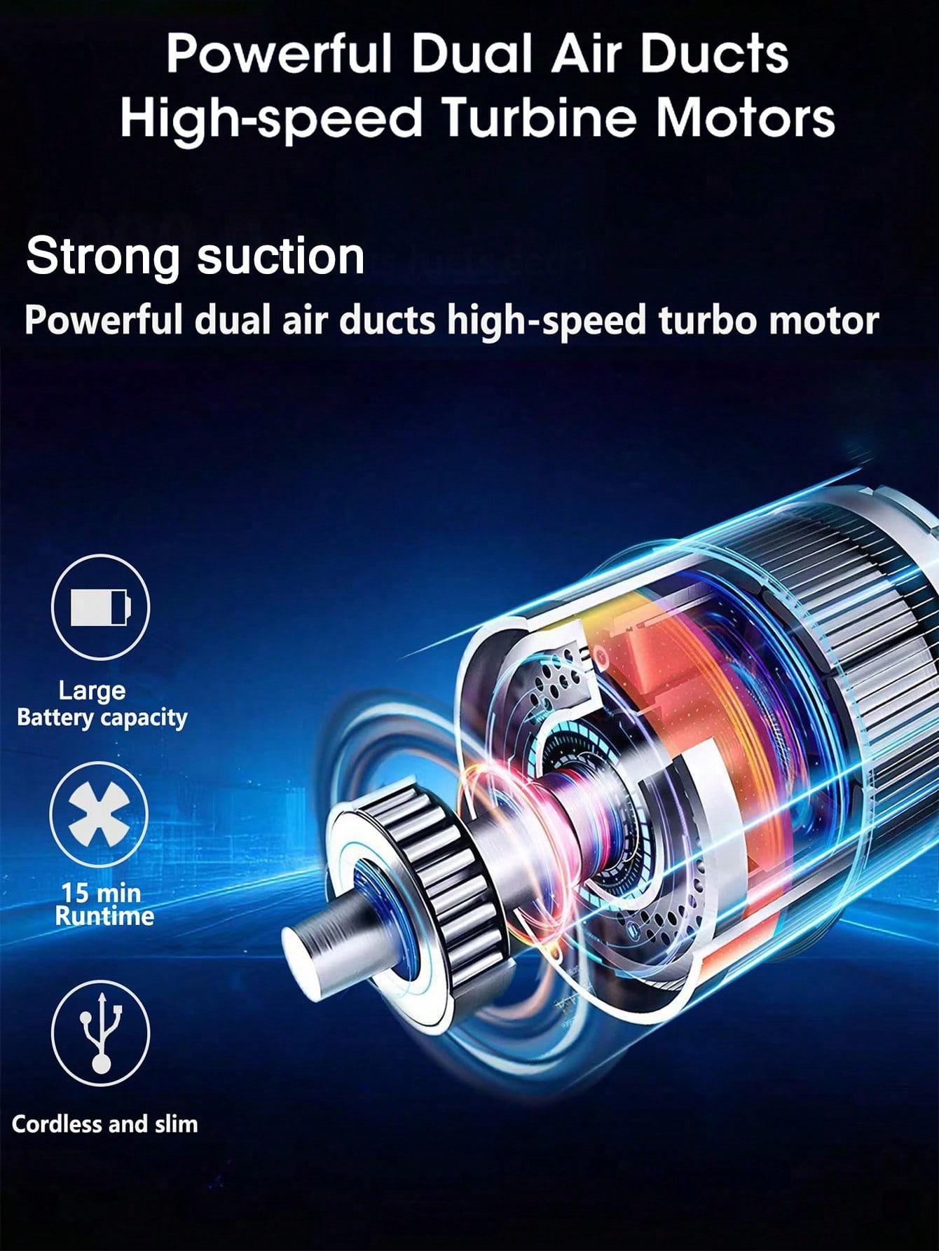 مكنسة كهربائية لاسلكية للسيارة قوية محمولة يدويًا...