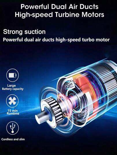 Cordless Stofzuiger Cleaner Powerful held Mini In Low Noise Air Buster Multi Nozzles Rechargeable Duster Cleaning Kit Car ing Car, Home, Office, Pet, Keyboard view 2