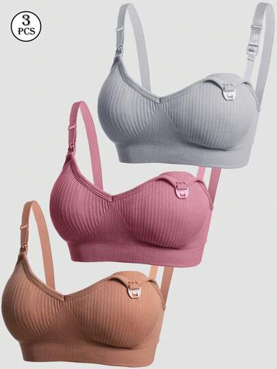 3pcs/Set Pregnant Women Front Open Nursing Bra Comfortable Feeding Underwear