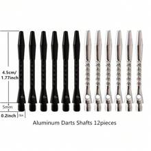 Easytoday 12pcs Black And White Barrels, High-Quality Netted Aluminum Dart Shafts With Netted Stripe Design - Lightweight And Durable, Accurate Throwing