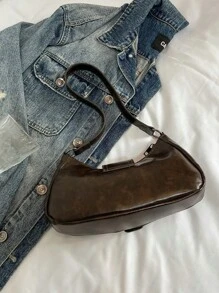 1pc Women Retro Biker Chic Studded Adjustable Strap Crossbody Bag, Large Capacity Soft Gradient Leather Shoulder/Underarm Bag, Suitable For Work, Dating, Parties, Vintage Bag For Women, Halloween Purse Perfect For Fancy Party Halloween Fashion & Gothic Fashion