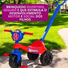 Carrinho de Passeio Triciclo Kemotoca Gatinha Aranha Motoca Velotrol Quadriciclo com Haste Empurrador e Pedal Brinquedo Infantil Menino Menina Criança Bebe Andador Barato - Rosa - Visão 5