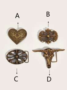 1pc Western Style Vintage Buckle Waist Belt, Fits 3.8cm Width - Old Gold - View 7