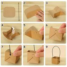 5-20pcs 6x5.5x5.3cm Kraft Paper Succulent Potted Plant Box Indoor Outdoor Universal Foldable Hanging Potted Plant Box With Handle Practical Gardening Tools - Multicolor - View 7