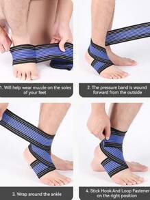 1pc Adjustable Ankle Support Wrap, Football Sports Ankle Brace With Compression Gym Accessories - Multicolor - View 10