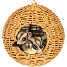 Pet Cage Sleep Bag For Small Animals ,Birds Squirrels Marmosets Rats Hamsters, Metal Frame PP Rattan Durable Water Resistant Safe Material