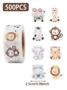 500pcs Jungle Animal Shaped Stickers, Jungle Animal Pattern Shape Stickers, Jungle Animal Theme Party Decoration Stickers, Birthday Holiday Party Gift Wrap Supplies, Gender Reveal Babe Shower Gift Bag Seal Stickers, DIY Craft Stickers, Decorative Wrap Stickers Labels, Envelope Greeting Cards Stickers, Party Decoration Stickers, Home Decor, Party Favors