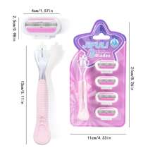 jifuli Lâmina de Barbear Manual de Segurança para Depilação Maiô Bikini Feminino, Cabeça de Barbeador Substituível com Lâmina de Aço Inoxidável de 3 Camadas