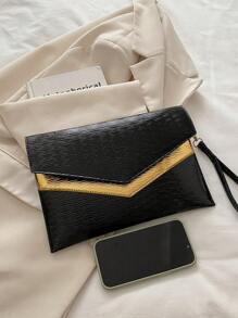 New Minimalist Design Vintage Solid Color Envelope Style Handbag For Women, Popular This Year - Black - View 4