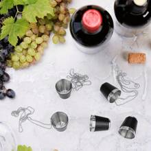 1Pc Shot Glasses Bulk Wedding 30Ml Stainless Steel Black Shot Glasses - Stylish Reusable Glasses With Rustproof Chain - Perfect For Unforgettable Wedding, Carnival, & Deer Parties - Premium Drinkware Accessories For Festive Events For Hanging Wedding Party Carnival Deer Party, Party Supplies, Drinkware Accessories Bachelorette Party
