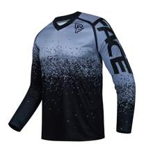 TELEYI Men's Cycling Jersey, Quick Dry Breathable Moisture Wicking Long Sleeves Motorcycle Shirt For Off Road Biking Riding Sports