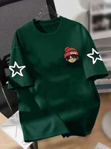 Tween Boy Cartoon Boy Print Crew Neck T-Shirts Summer Boy's Casual Tee Soft Tops,Young Boys/Teen Boys/Tween Boys With Comfortable, Fashionable, Casual, Tops