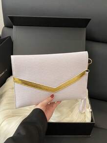 Vintage Women's Handbag, New Fashion Small-Crowd Design Envelope Bag, Solid Color - White - View 10